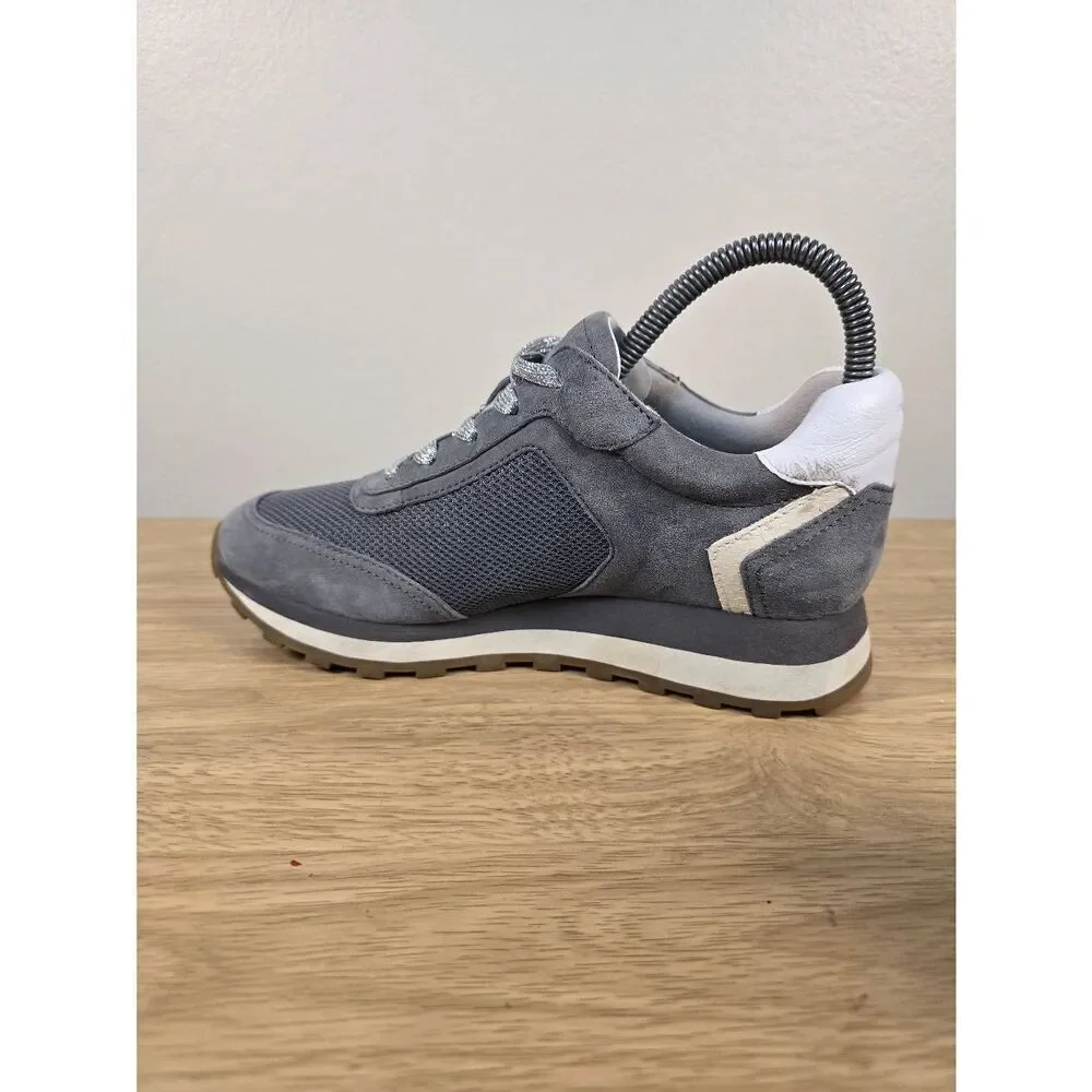 Veronica Beard Hartley Stone Suede Snake Skin Trim Women's Shoes Size 9 Gray